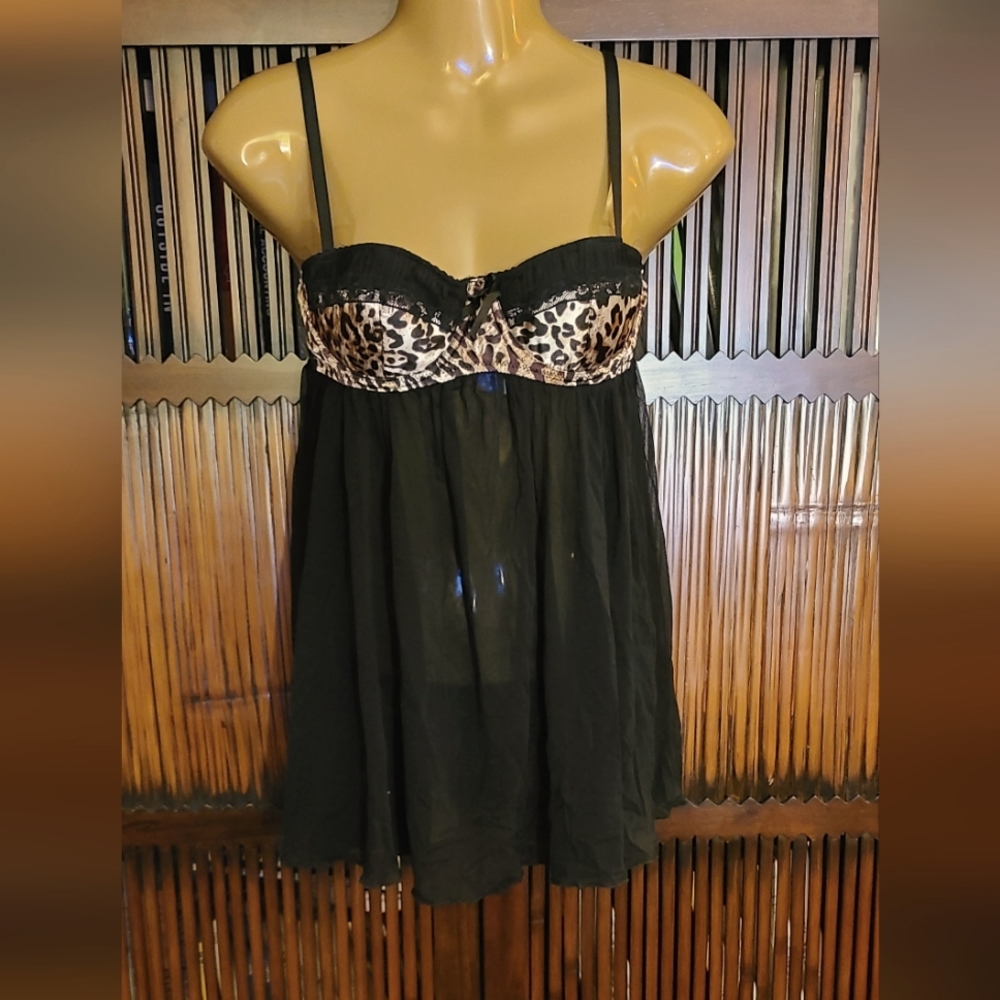 New no tags baby doll black and leopard print set sz sm